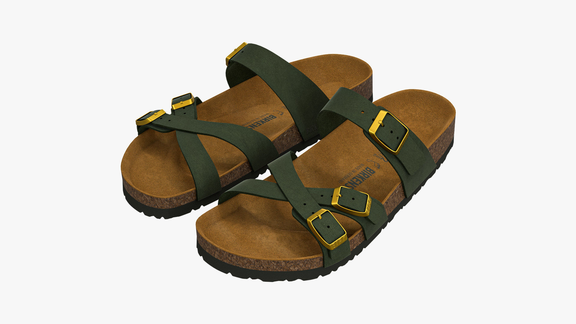 Birkenstock Franca Green Leather 3D model_4