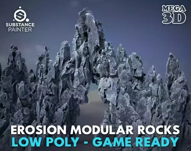 8 Low Poly Erosion Rocks - 231126