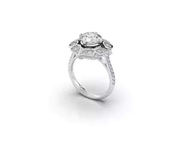 Tear Drops Halo Diamond Engagement Ring
