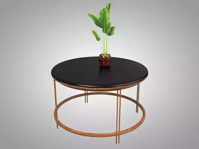 Table and Plant Low-poly 3D model