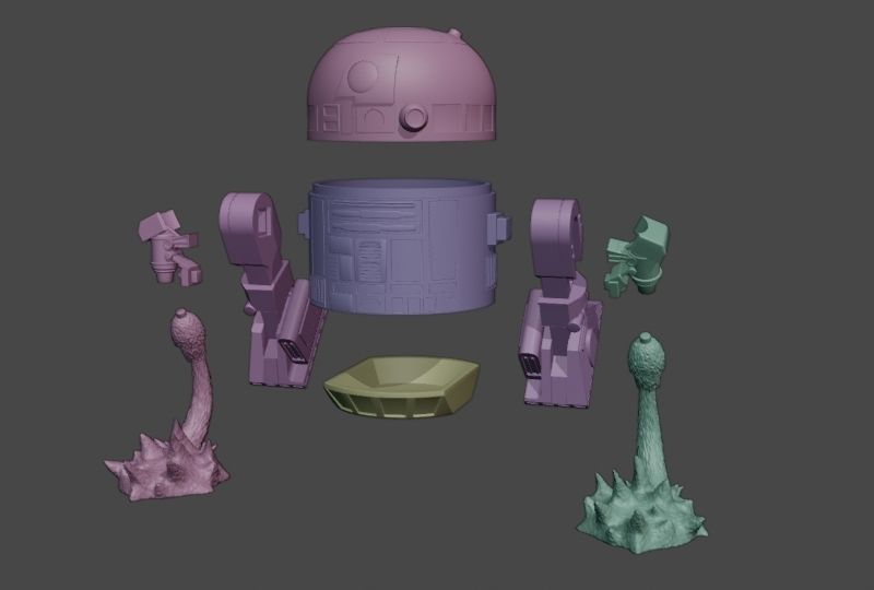 R2D2 Chibi Flying Fan Art Super Deform Star Wars 3D print model_3