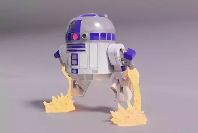 R2D2 Chibi Flying Fan Art Super Deform Star Wars 3D print model