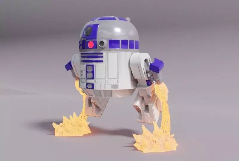R2D2 Chibi Flying Fan Art Super Deform Star Wars 3D print model_0