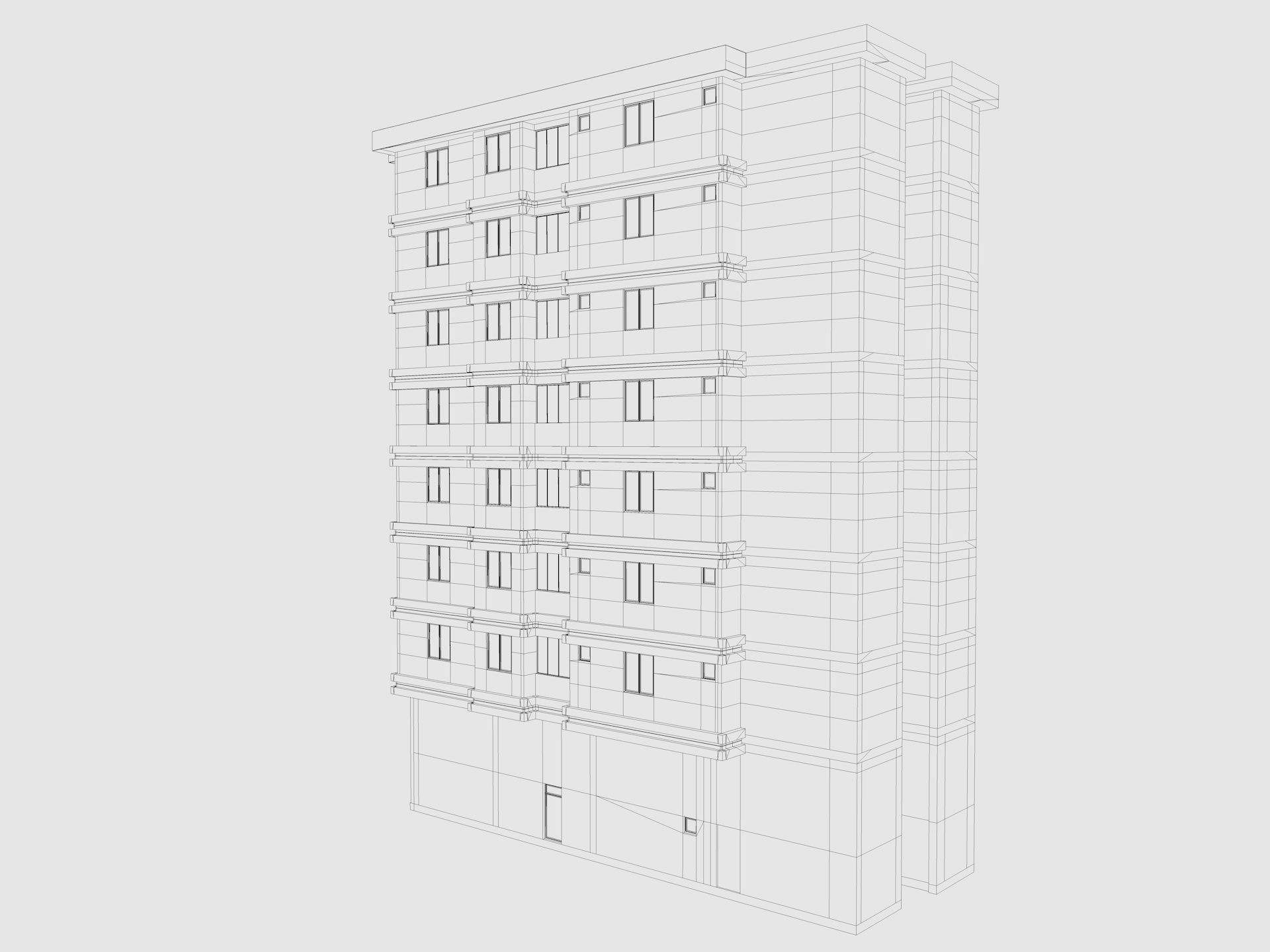 Residential Apartment Building 1 3D model_7