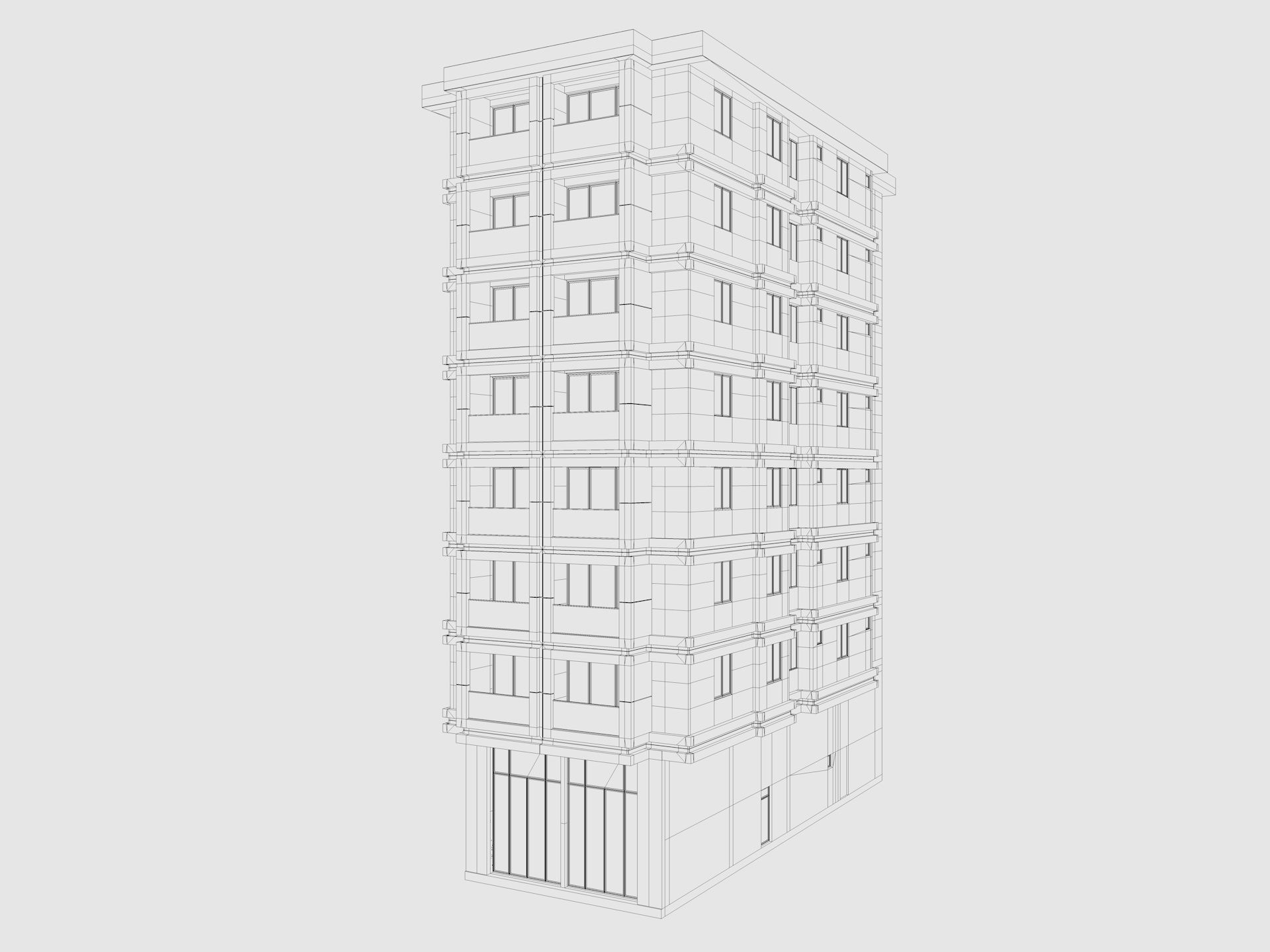 Residential Apartment Building 1 3D model_5