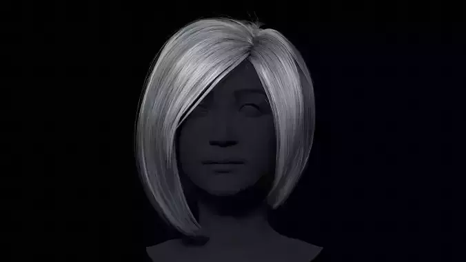 PBR Lowpoly Hair 1 BOB HAIRSTYLE Low-poly 3D model