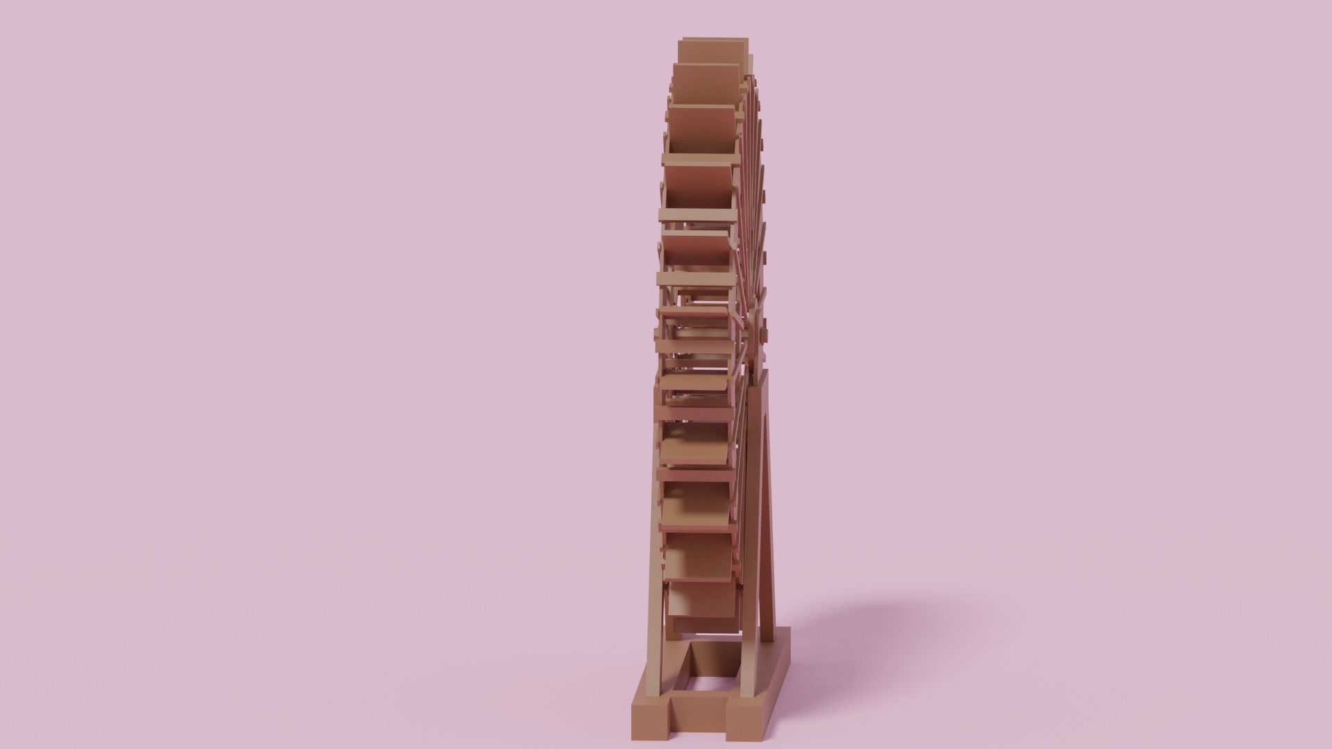 Cartoon Wooden Water Wheel 3D model_9