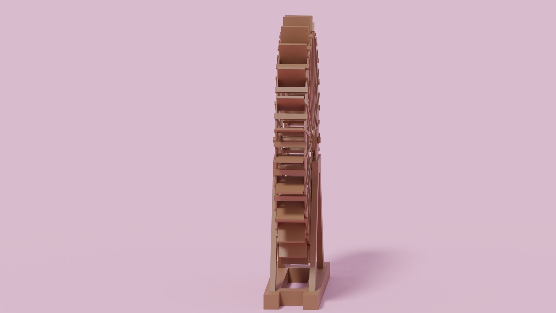 Cartoon Wooden Water Wheel 3D model_2