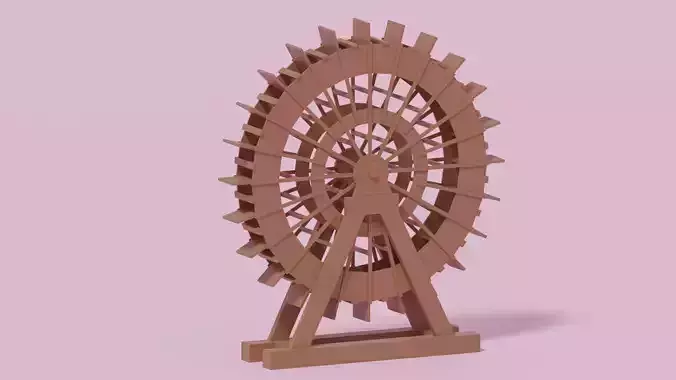Cartoon Wooden Water Wheel