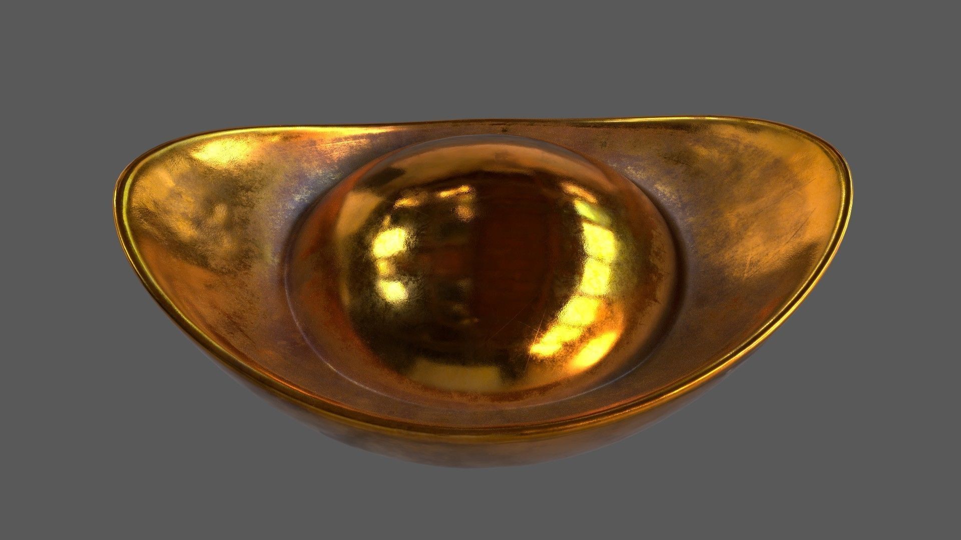 Gold Chinese Ingot Sycee Low-poly 3D model_2