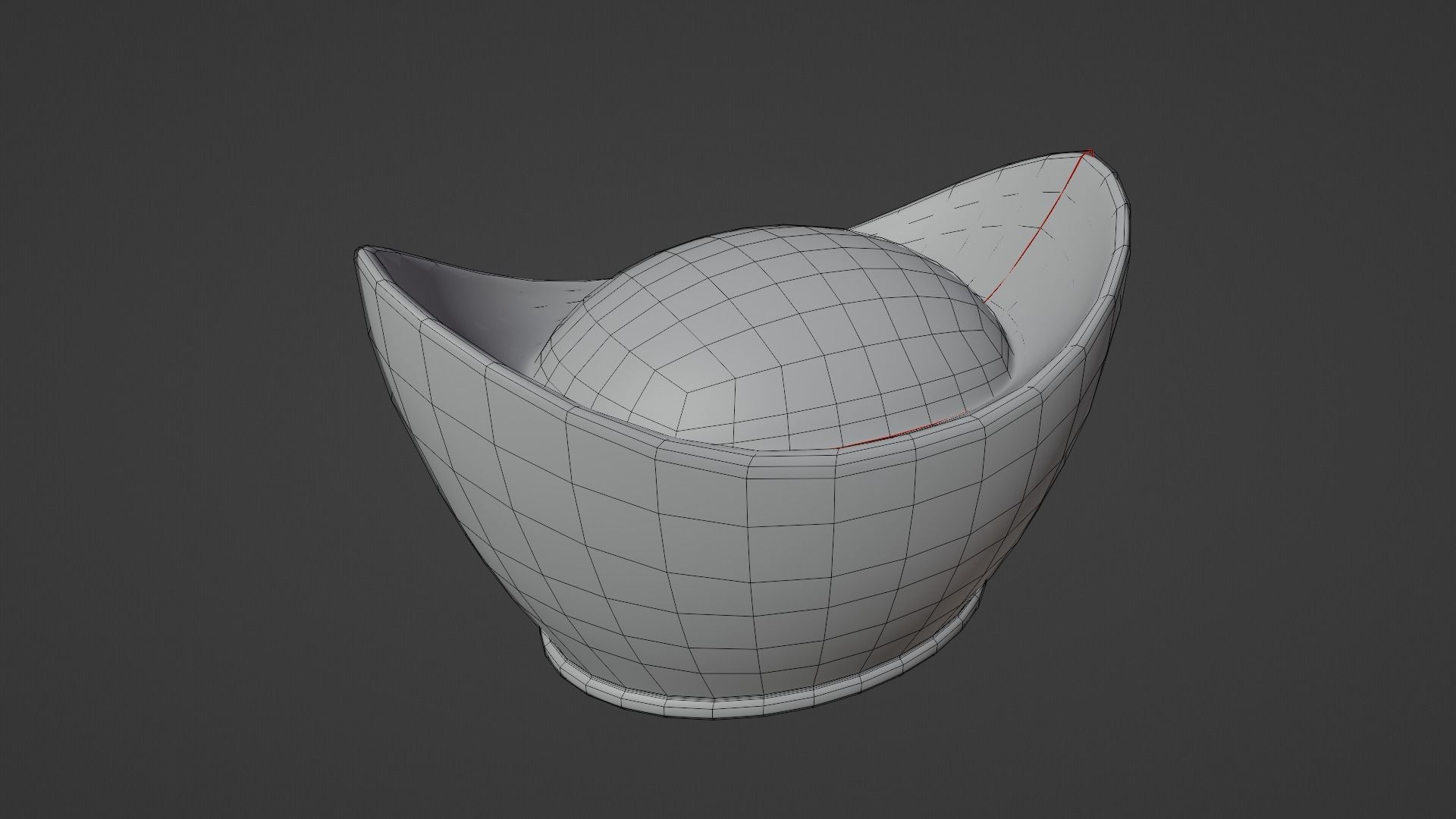 Gold Chinese Ingot Sycee Low-poly 3D model_5