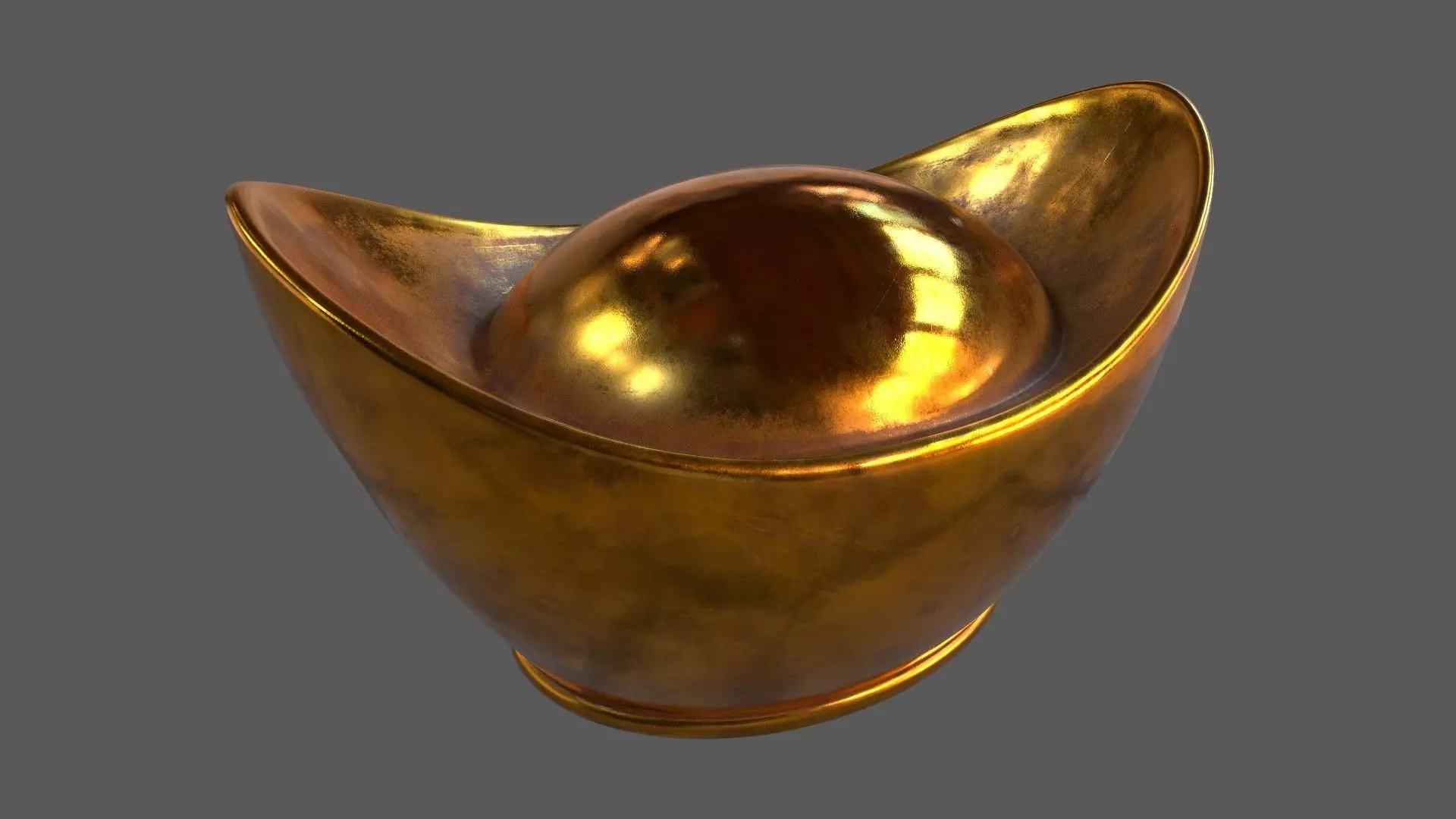 Gold Chinese Ingot Sycee Low-poly 3D model_0