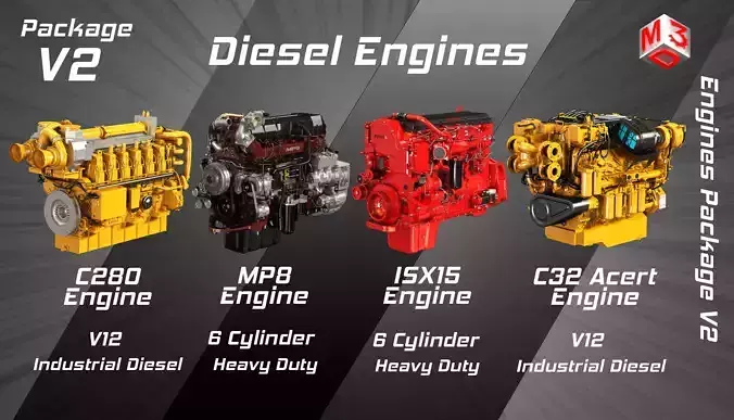 Engines Package - V2- Diesel Engines 3D Model Collection