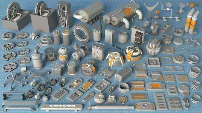 Industrial Kitbash - 10 - 100 pieces