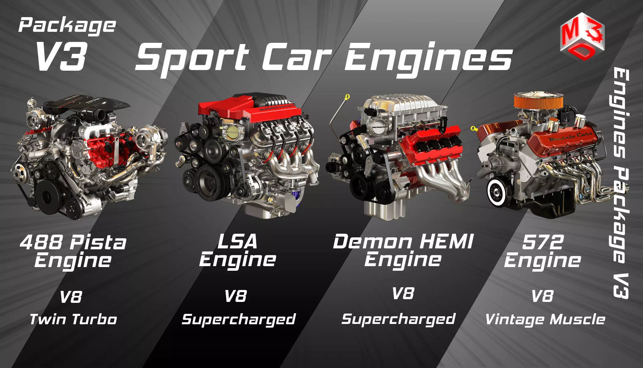 Engines Package - V3- Sport Car Engines 3D Model Collection_0