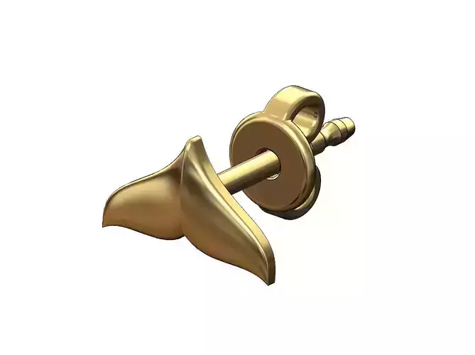 Simple whale tail stud earring