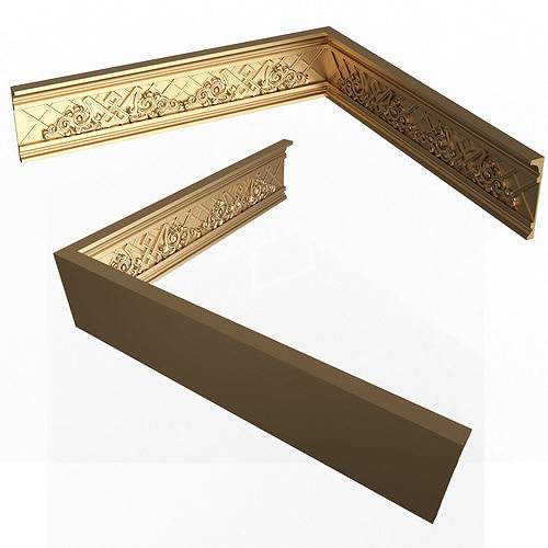 Cornice Decoration Molding 015 90 Degree Low-poly 3D model