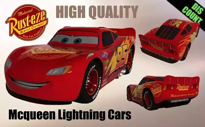 Mcqueen Lightning Cars 3D model High quality 3D print model