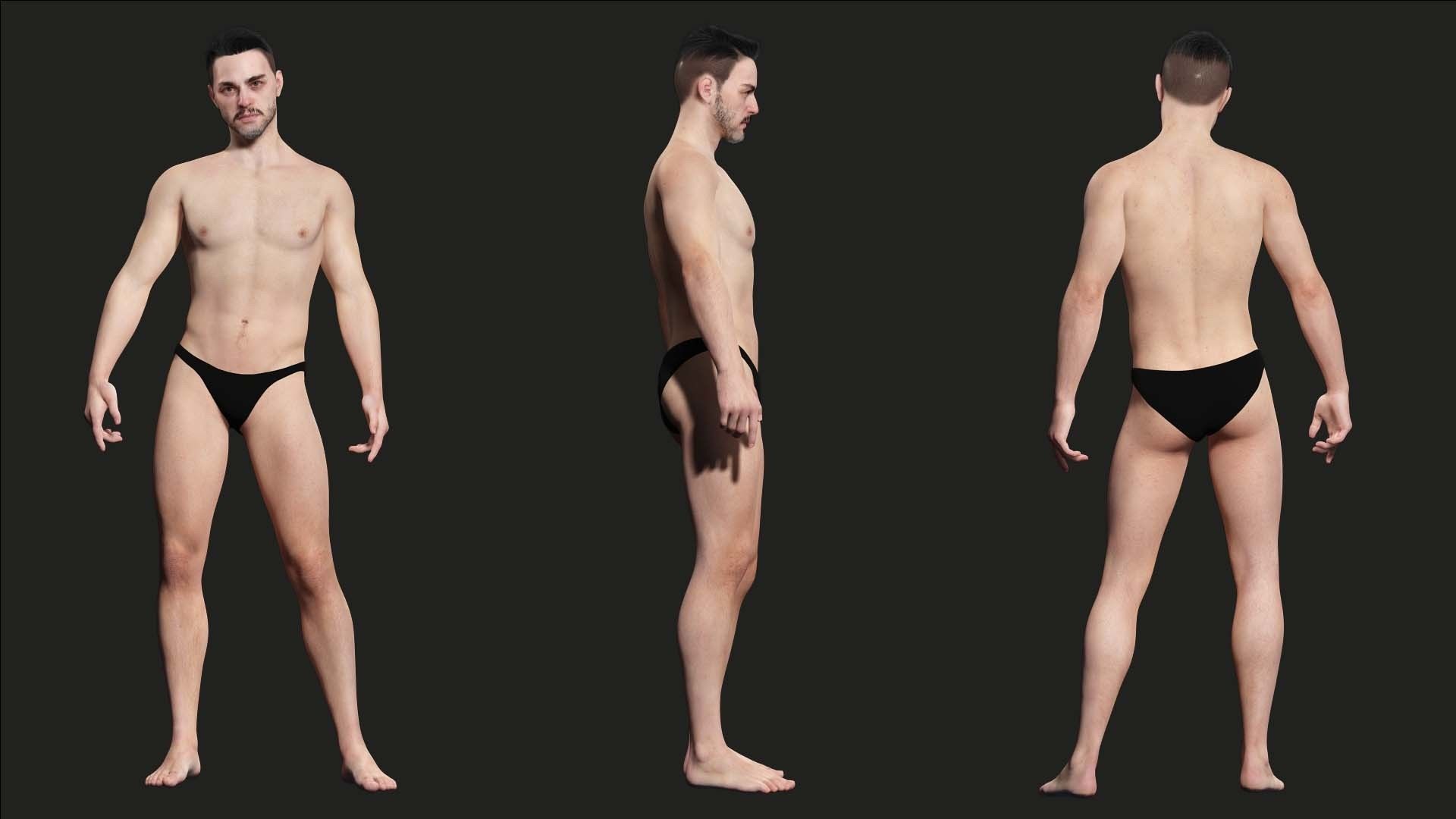 Kiven - Realistic Man Base Mesh 4K x4 Low-poly 3D model_6