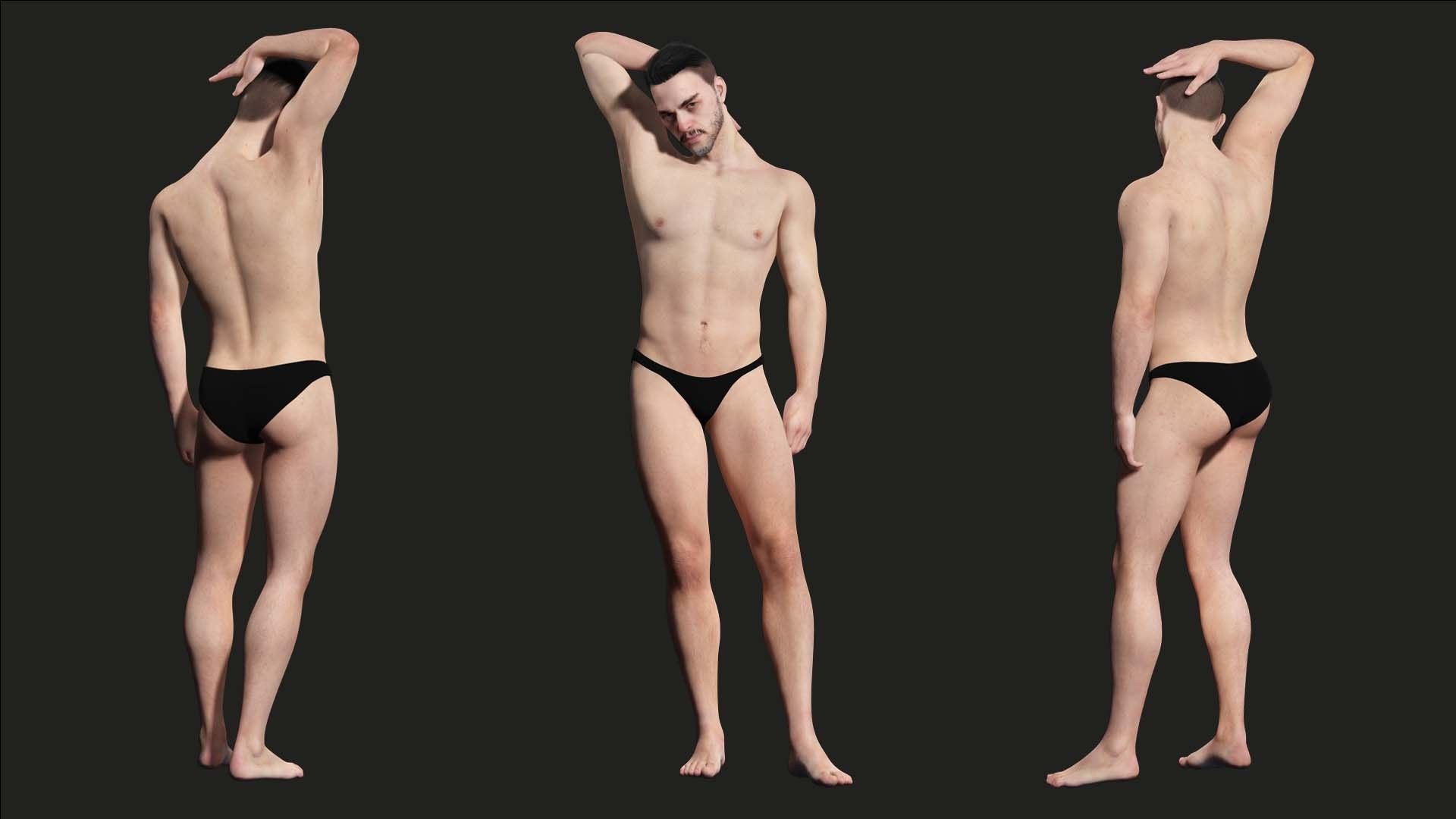 Kiven - Realistic Man Base Mesh 4K x4 Low-poly 3D model_7