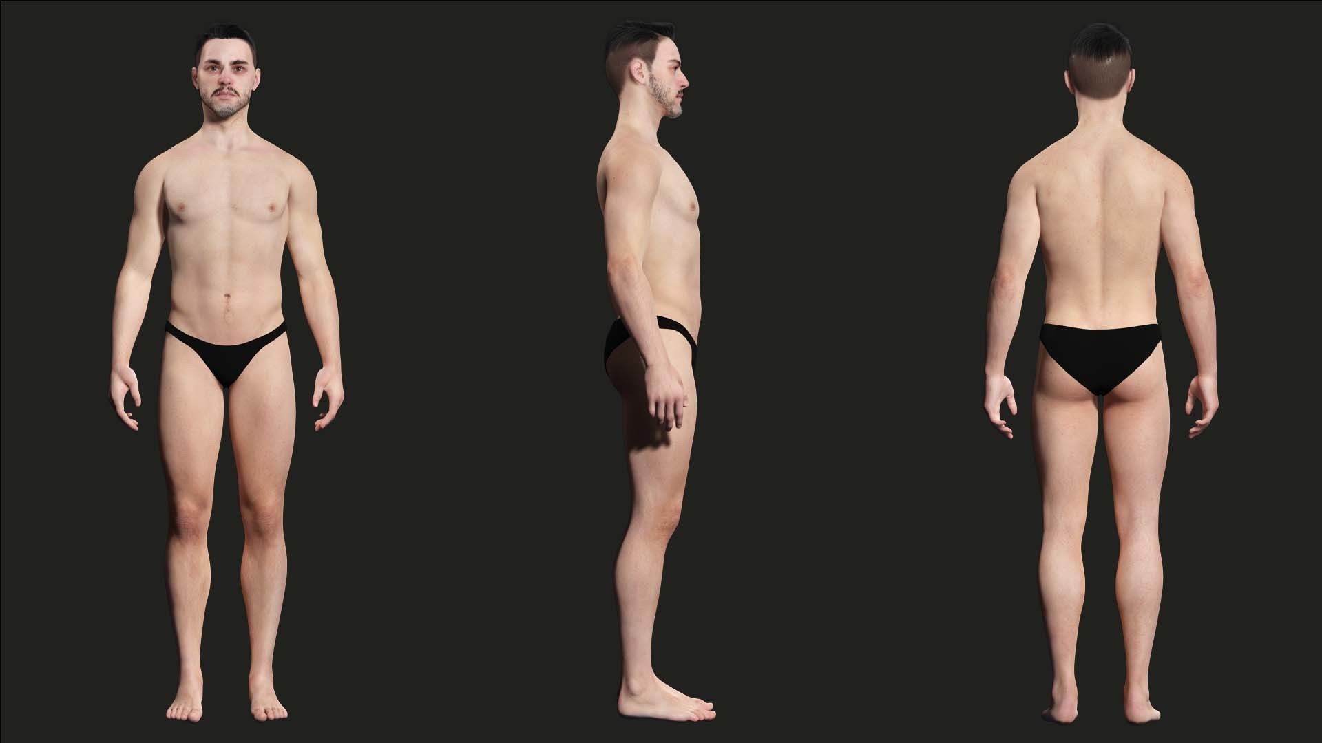 Kiven - Realistic Man Base Mesh 4K x4 Low-poly 3D model_4