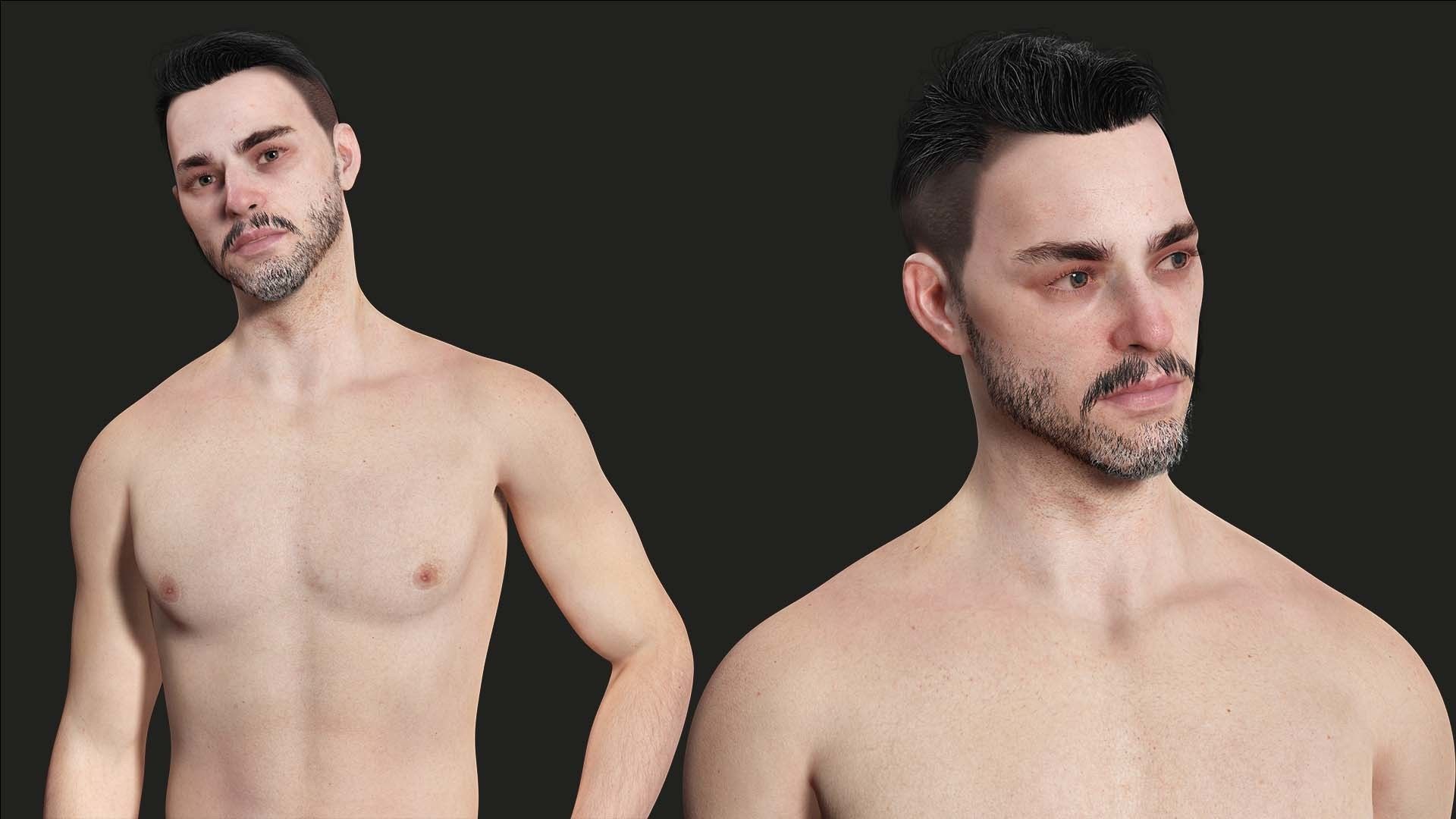 Kiven - Realistic Man Base Mesh 4K x4 Low-poly 3D model_9
