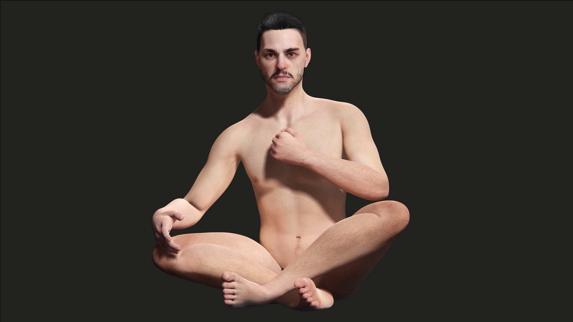 Kiven - Realistic Man Base Mesh 4K x4 Low-poly 3D model_12