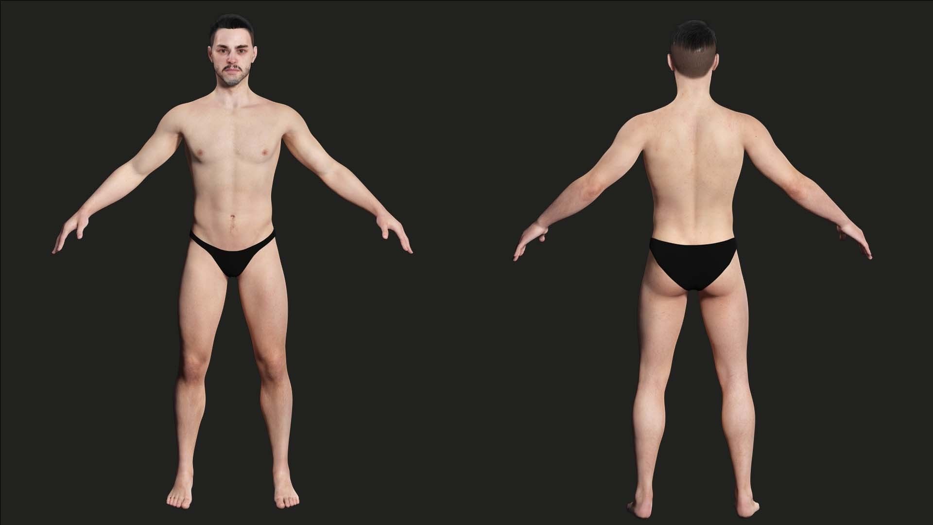 Kiven - Realistic Man Base Mesh 4K x4 Low-poly 3D model_3