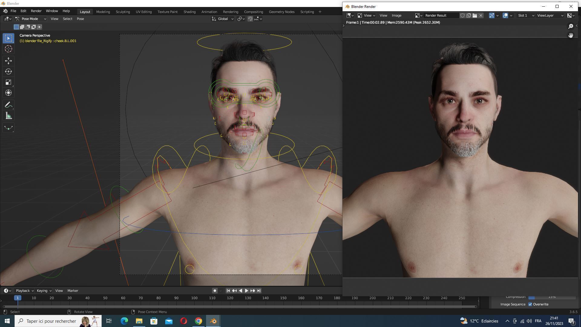 Kiven - Realistic Man Base Mesh 4K x4 Low-poly 3D model_16