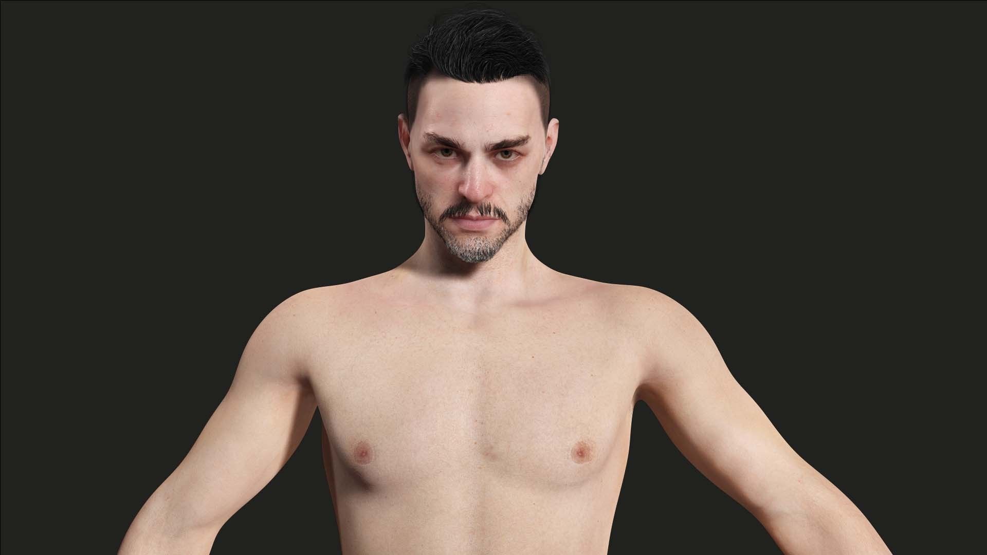 Kiven - Realistic Man Base Mesh 4K x4 Low-poly 3D model_10