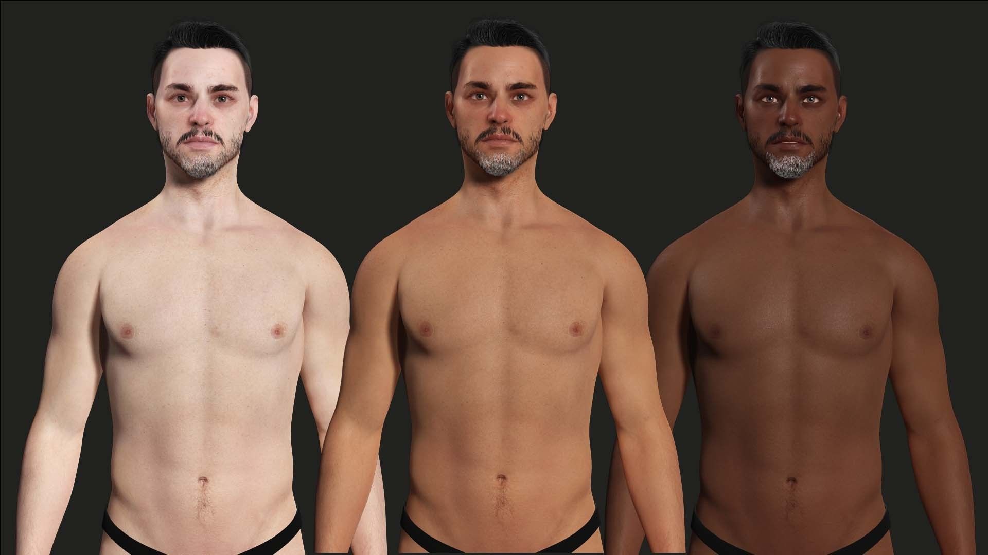 Kiven - Realistic Man Base Mesh 4K x4 Low-poly 3D model_1