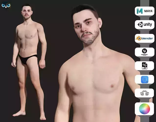 Kiven - Realistic Man Base Mesh 4K x4 Low-poly 3D model