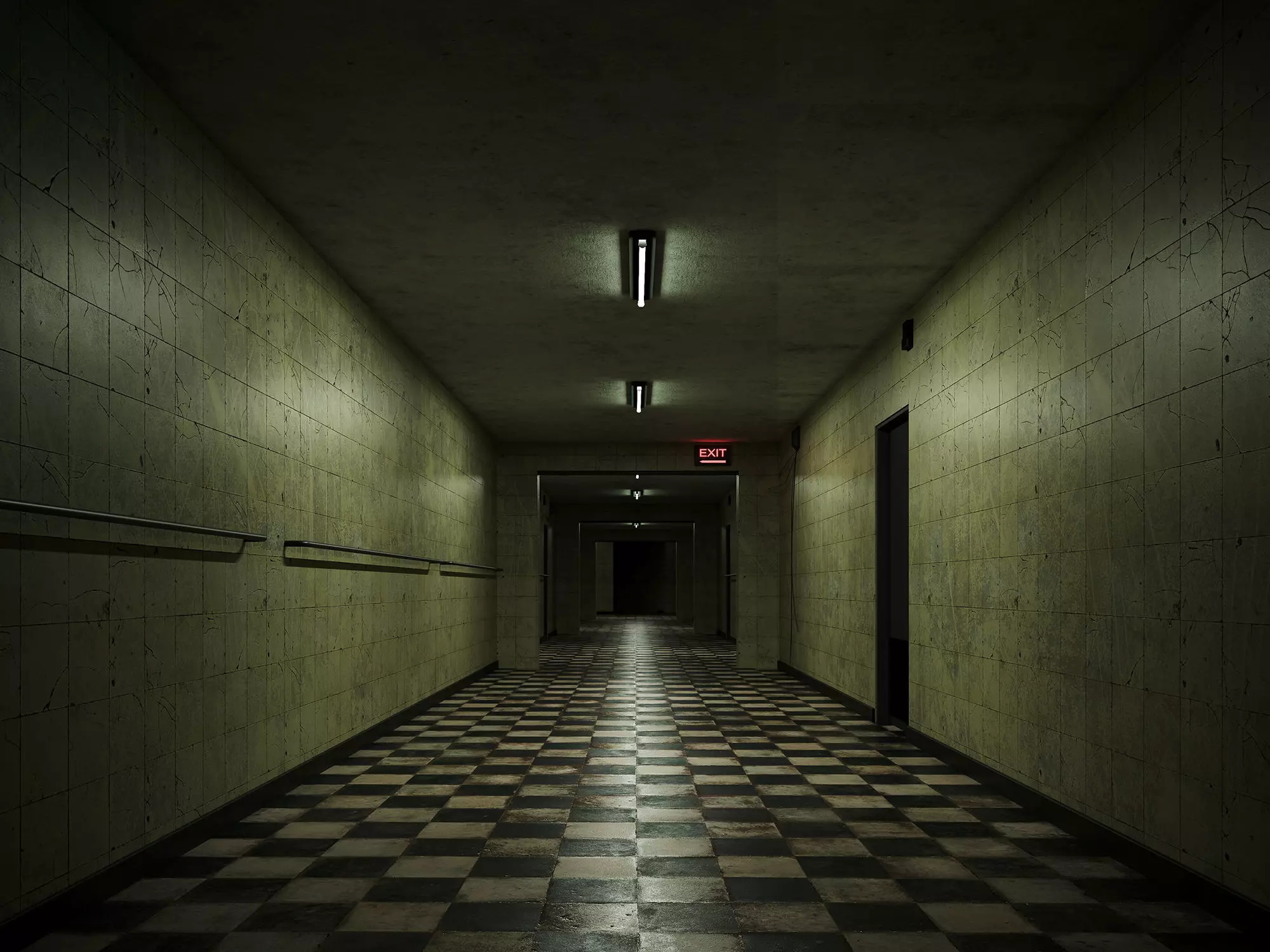 old dark scary corridor 12 Low-poly 3D model