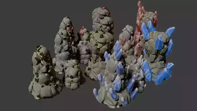 Stylized Minerals Pack - Game-Ready