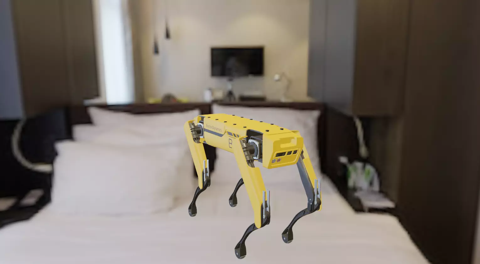 Rig Low-poly Boston Dynamics Spot Yellow 3D model Low-poly 3D model_0