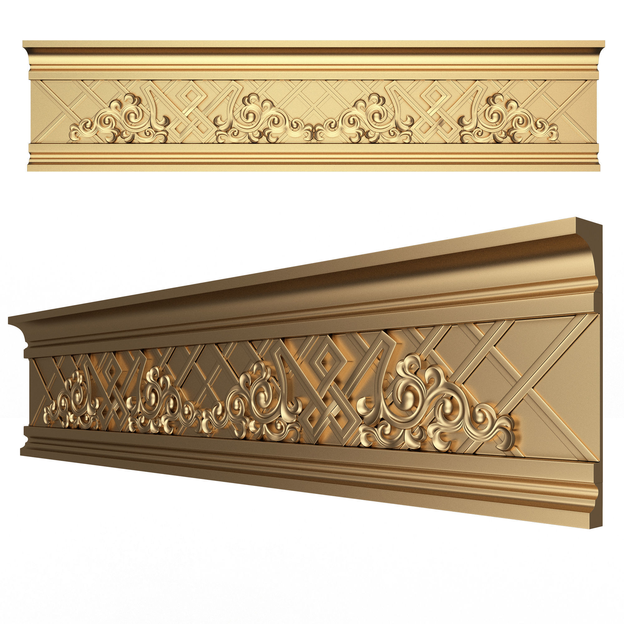 Collection of Cornice Decoration Moldings Low-poly 3D model_19