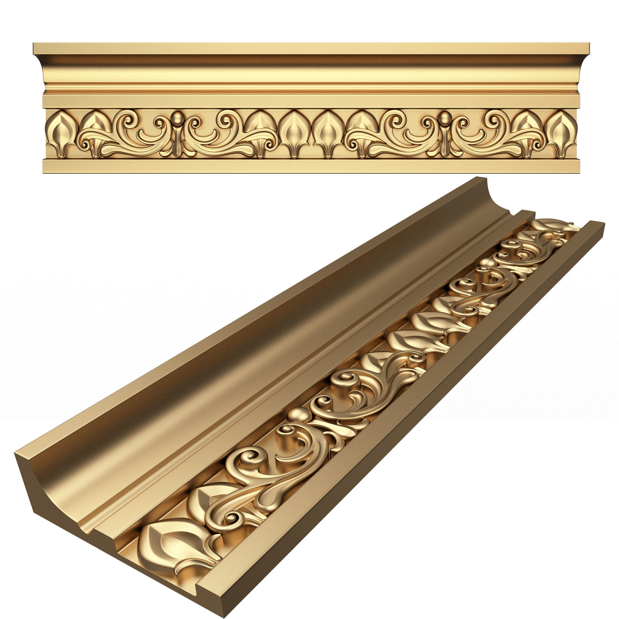 Collection of Cornice Decoration Moldings Low-poly 3D model_8