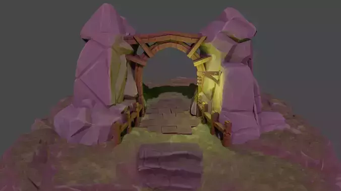 Stylized Mine Entrance 3D Assets Low-poly 3D model