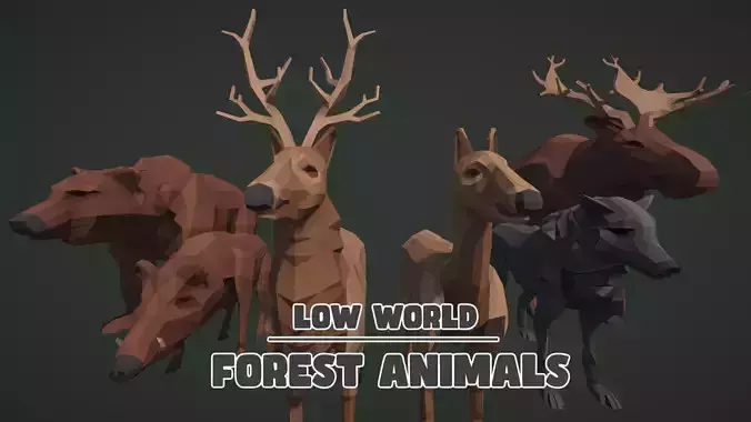 Low World - Forest Animals Kit - Rigged and Animated Low-poly 3D model