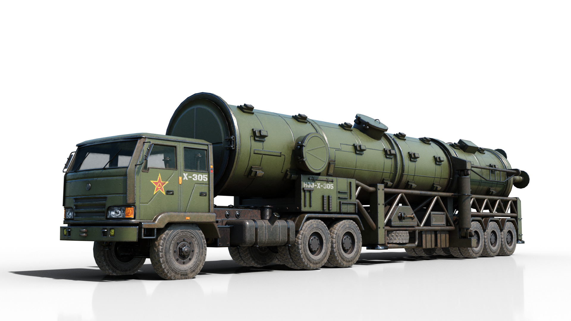 4 coatings of China DF-21 CSS5 DF21 ballistic missile launcher 3D model_9