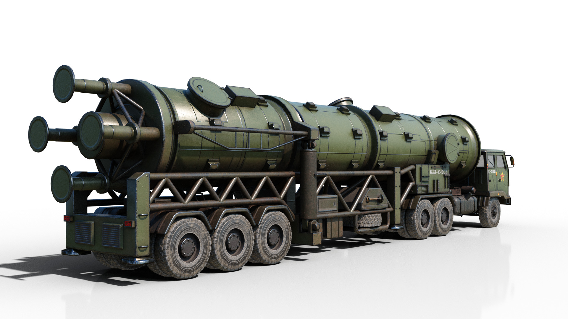 4 coatings of China DF-21 CSS5 DF21 ballistic missile launcher 3D model_10