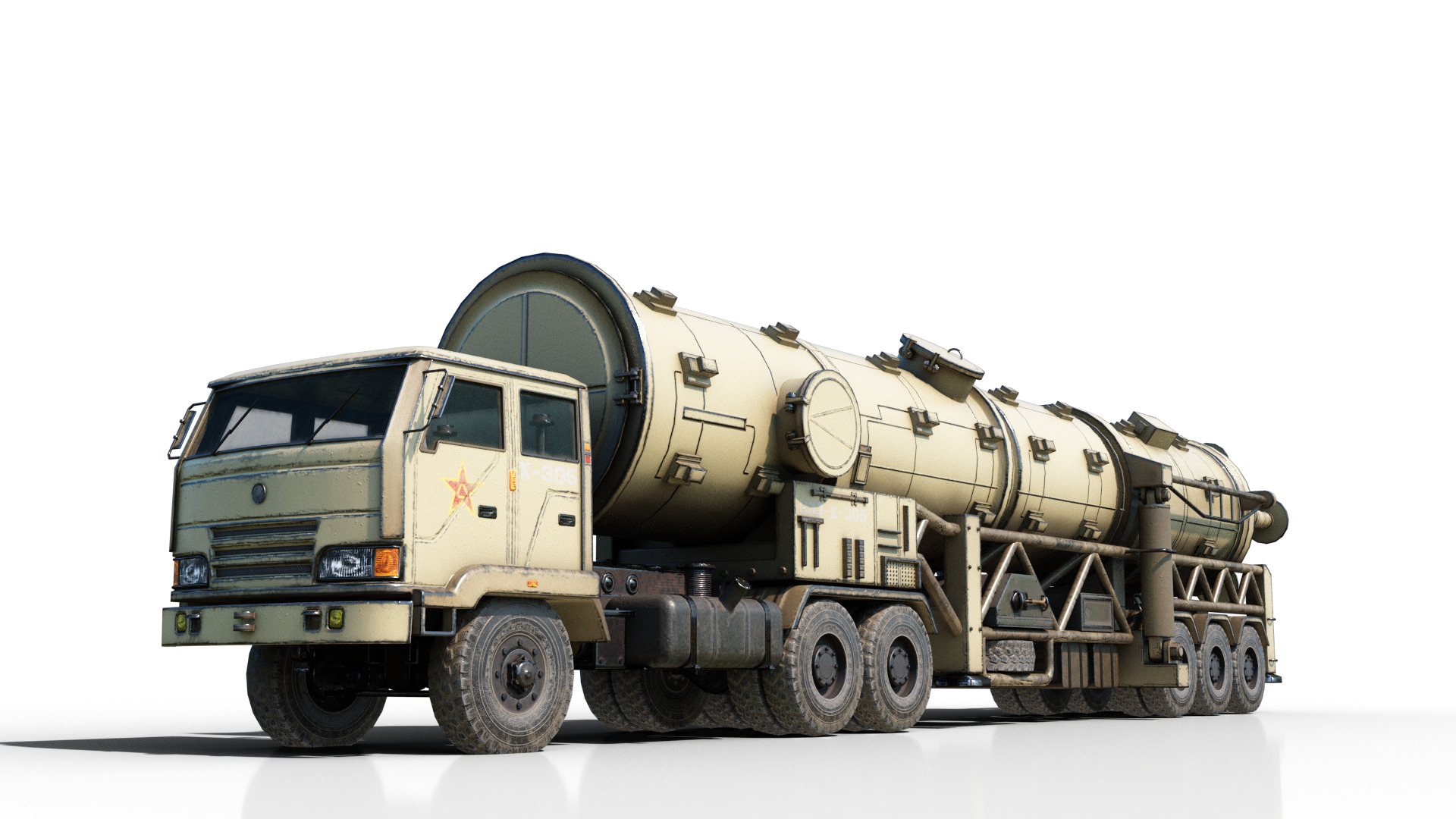 4 coatings of China DF-21 CSS5 DF21 ballistic missile launcher 3D model_12