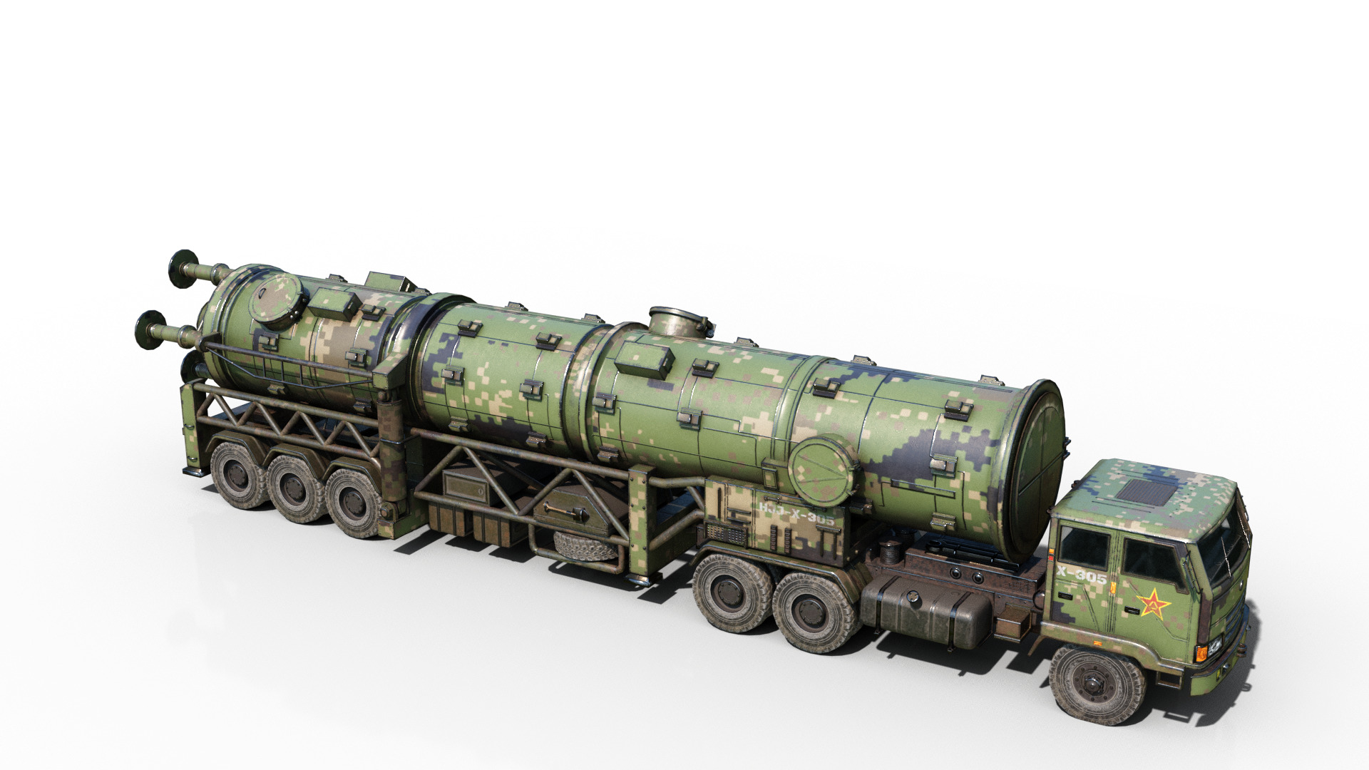 4 coatings of China DF-21 CSS5 DF21 ballistic missile launcher 3D model_3