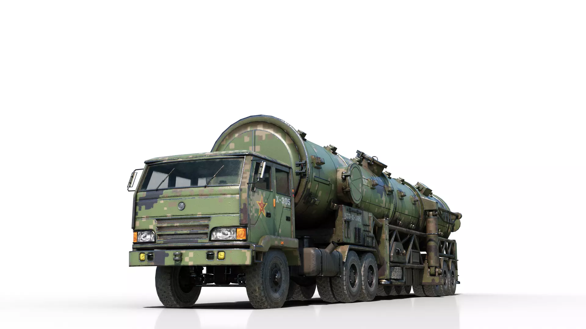 4 coatings of China DF-21 CSS5 DF21 ballistic missile launcher 3D model_0
