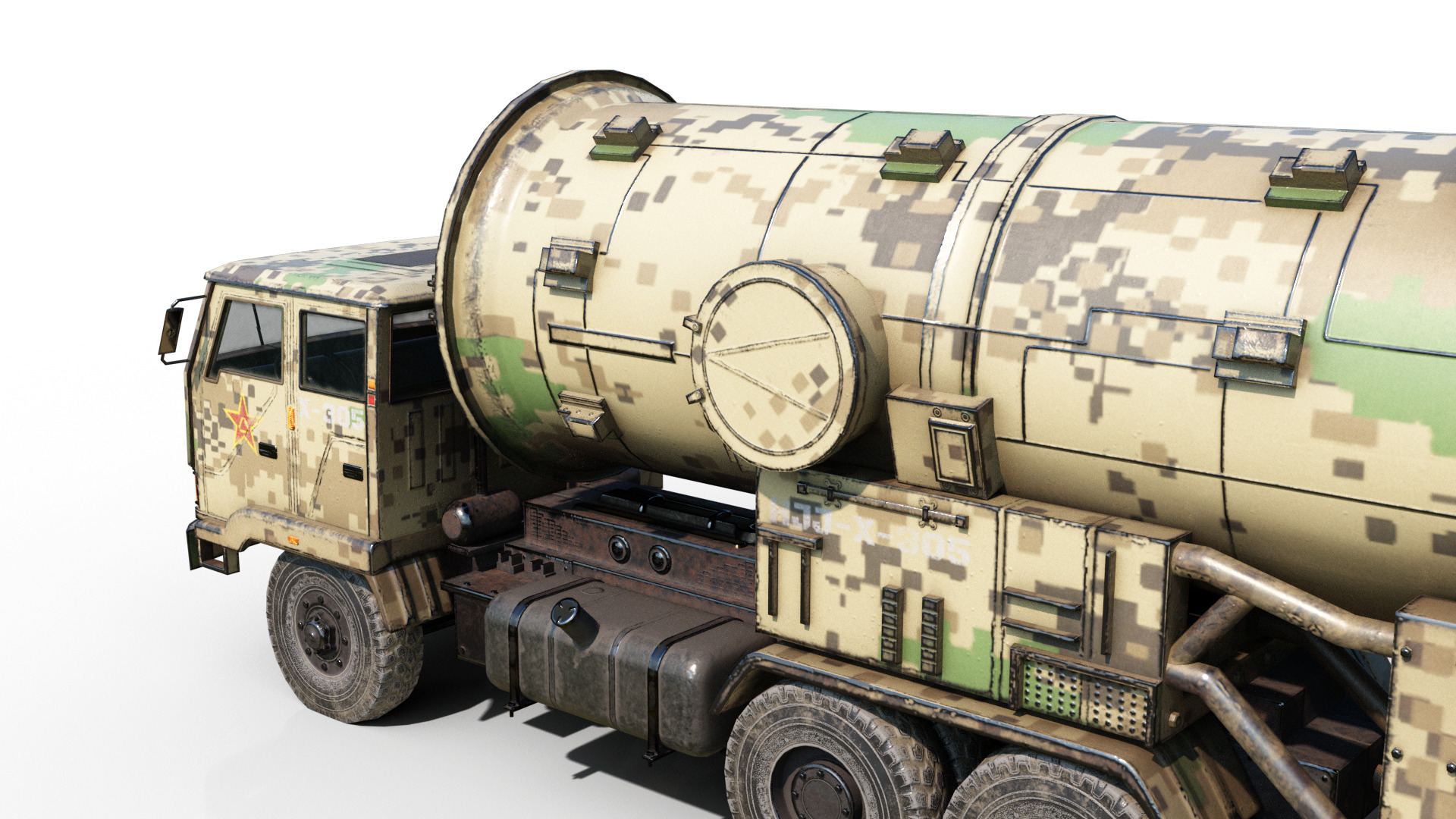 4 coatings of China DF-21 CSS5 DF21 ballistic missile launcher 3D model_7