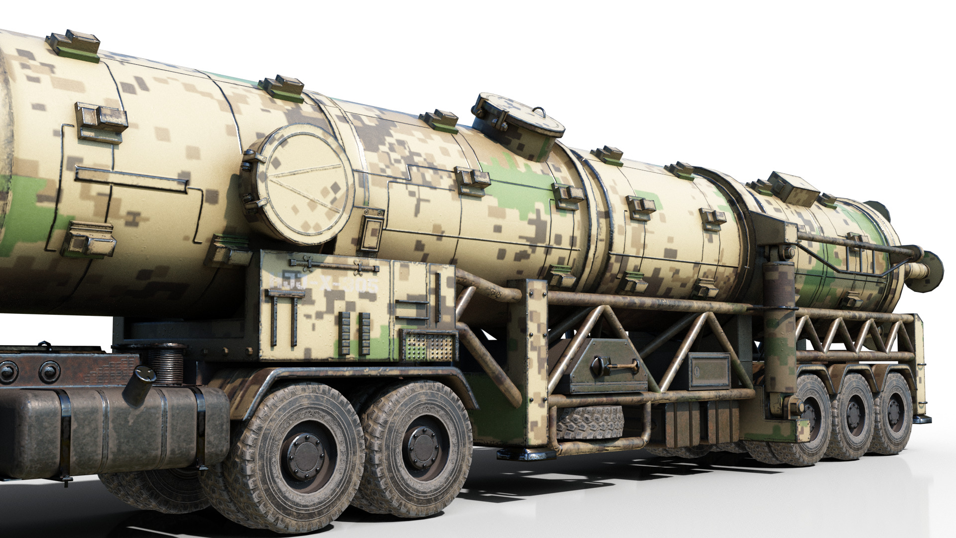 4 coatings of China DF-21 CSS5 DF21 ballistic missile launcher 3D model_8