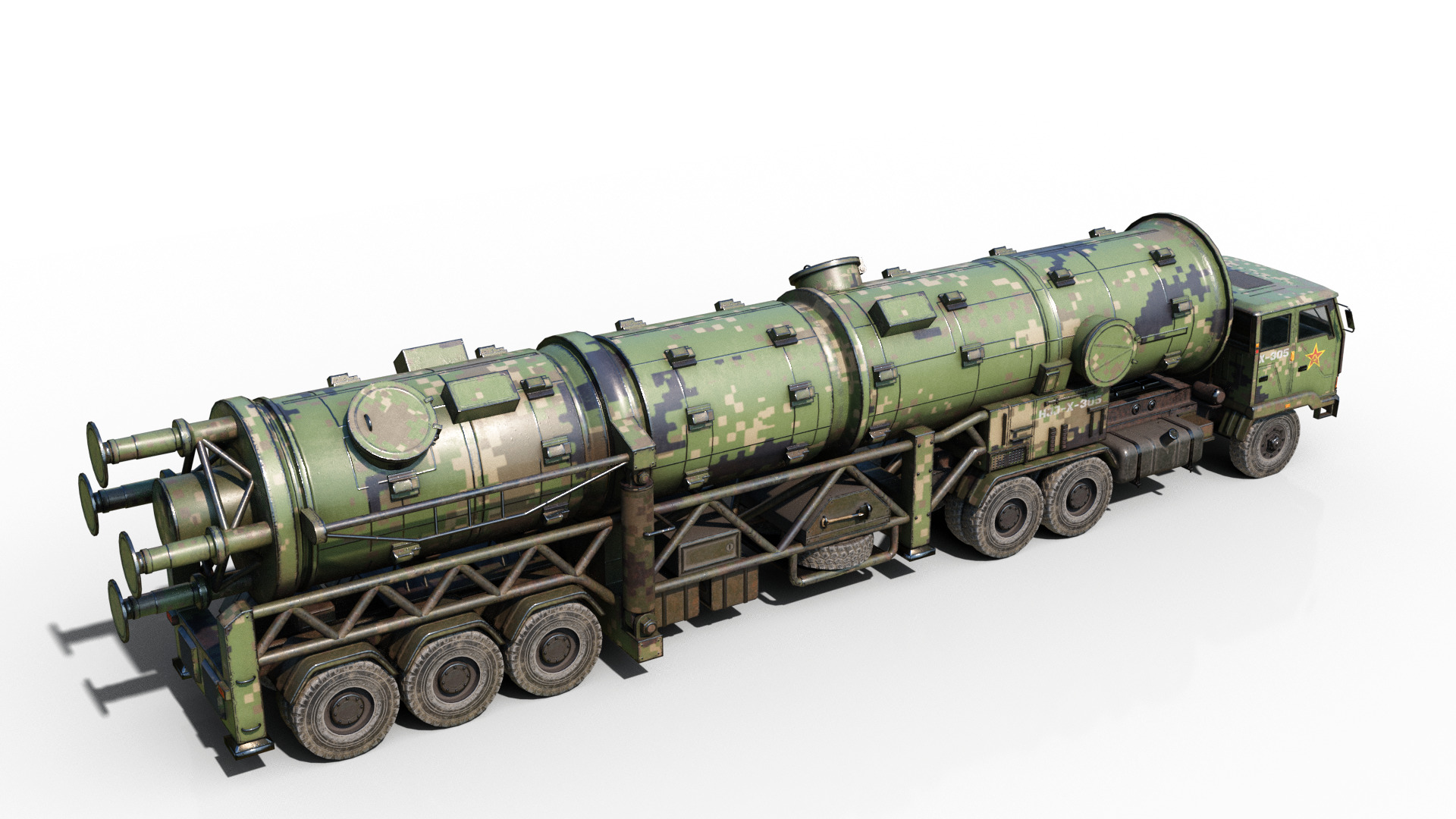 4 coatings of China DF-21 CSS5 DF21 ballistic missile launcher 3D model_2