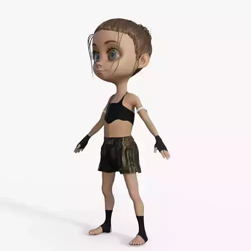 Cartoon Boxer girl Rigged 3D model