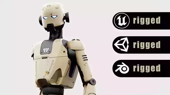 ANDROID JUNO-B  Rigged for Unreal Engine - Unity - MIXAMO  3D model
