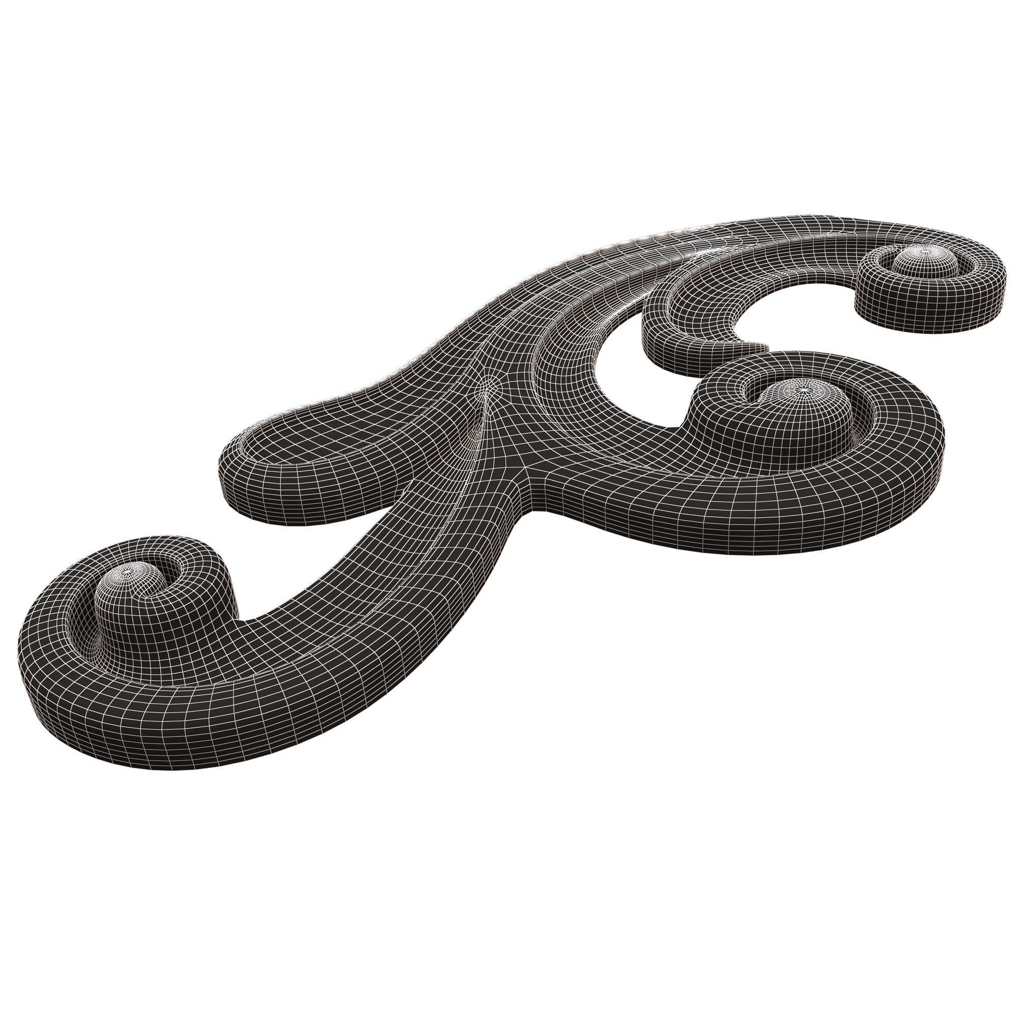 Carved Plaster Molding Decoration 036 Low-poly 3D model_11